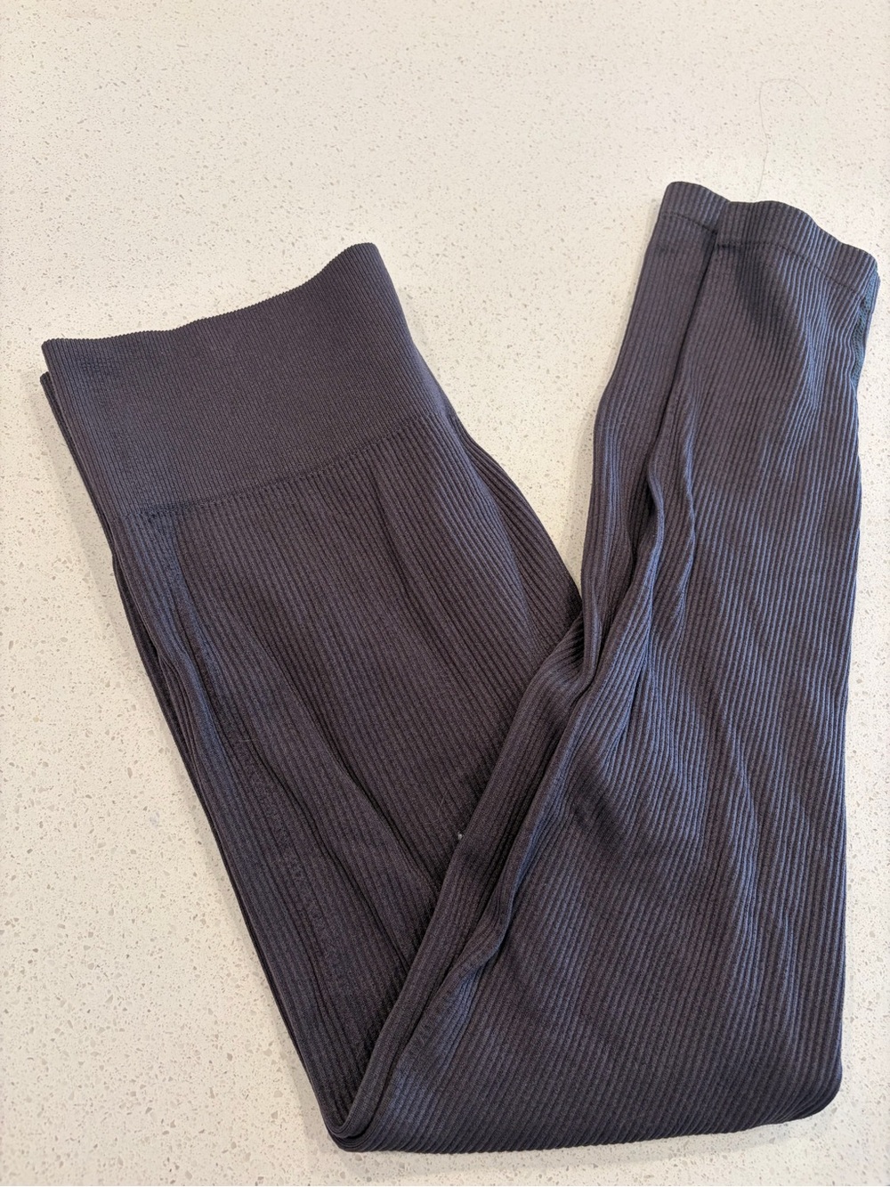Source Unknown Black Ribbed High-Waist Leggings